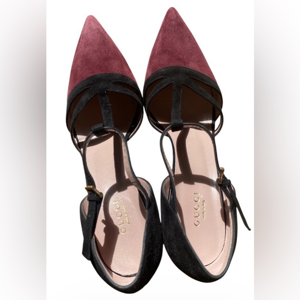 Gucci Suede D'orsay Strappy Stiletto Heels featuring a pointed toe size 40 /10 - Picture 8 of 13